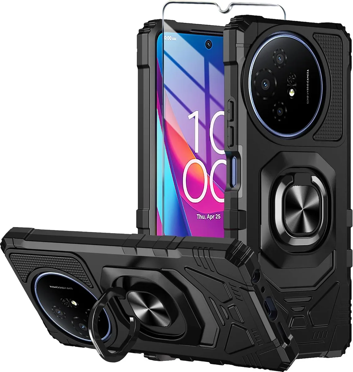 Transcend Transcend Case for TCL 50 XL 5G / NXTPAPER 5G with Tempered Glass, Kickstand (Black) — product photo