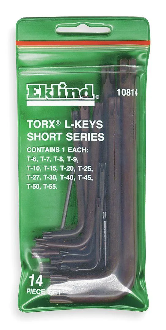Eklind 10814 Torx nutdriver set 14 pieces black oxide L-shaped short in pouch