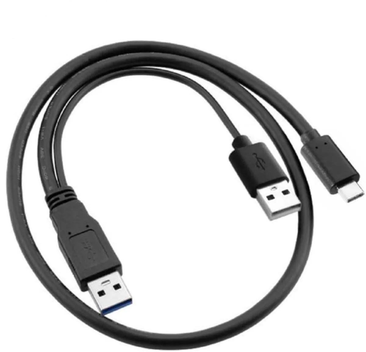 Vszerda Vszerda Type-C USB-C to USB 3.0 Male &amp; USB 2.0 Dual Power Data Y Cable 60cm — product photo
