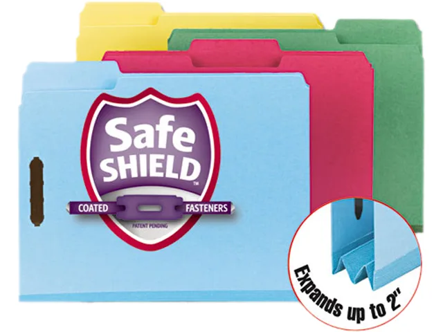 Smead Smead 14937 Blue Pressboard Fastener File Folder, Letter, 1/3 Cut, 25/Box — product photo