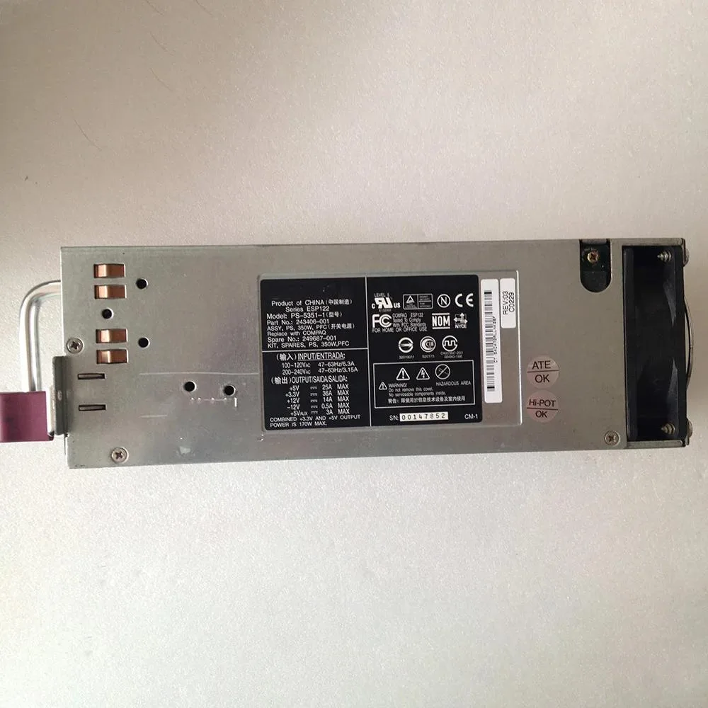 KHACHIMO KHACHIMO ML350 G2 PS-5351-1 249687-001 243406-001 ESP122 350W Server Power Supply — product photo