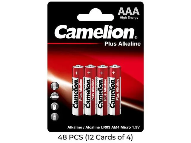 Camelion Camelion LR03 AAA alkaline batteries 48 pack 12 cards of 4 1.5V — product photo