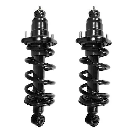 Unity rear strut assembly kit, two fully assembled silver units with coil springs and top mounts