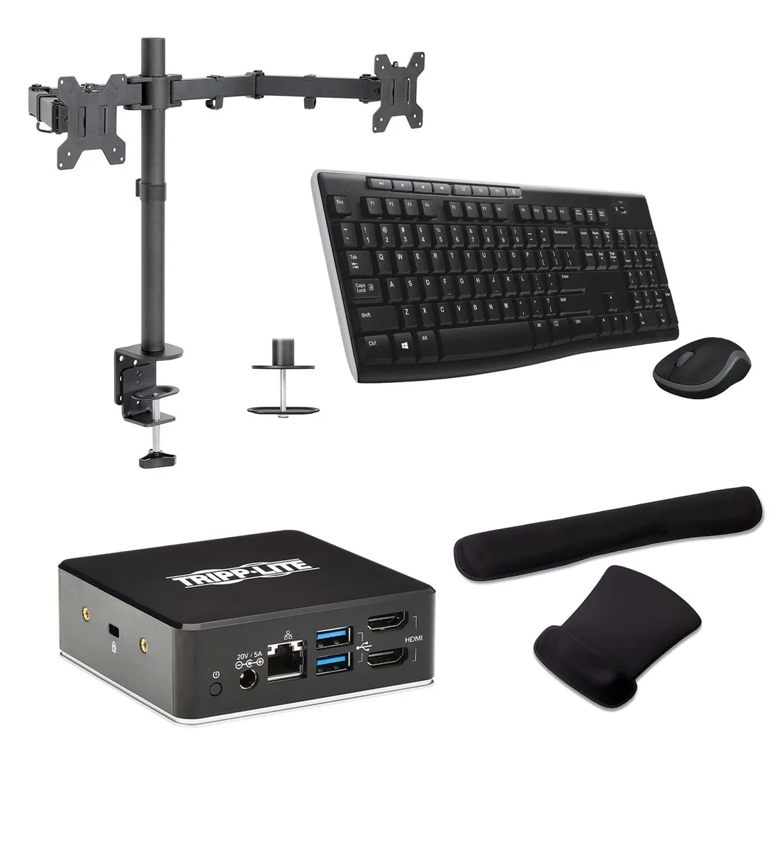 Tripp Lite Tripp Lite USB-C Dock Bundle 85W Dual HDMI MK270 Stand Wrist Rest — product photo