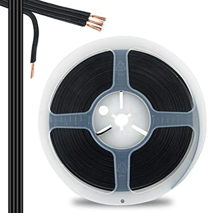 Black 10 metre 22 AWG four pin LED strip extension cable on a spool