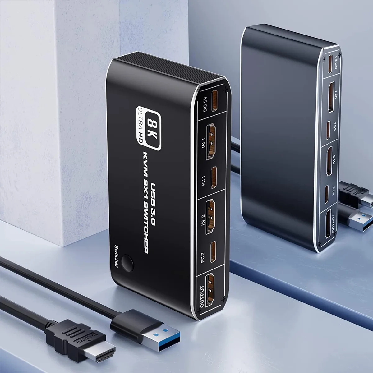 FOCUSTEC FOCUSTEC 2-Port HDMI 2.1 KVM Switch 4K 120Hz 8K 60Hz USB 3.0 — product photo