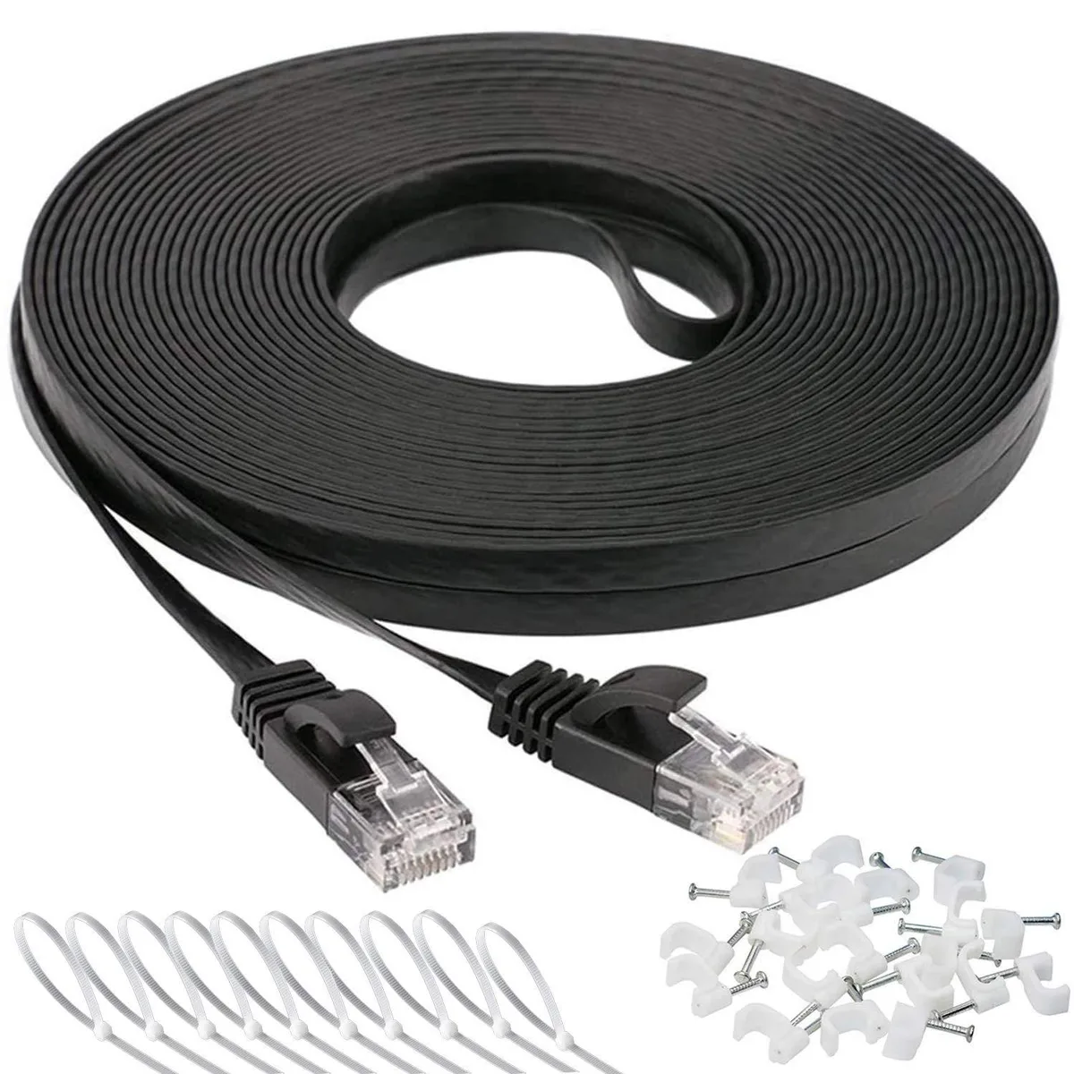  DAYEDZ Cat 6 Ethernet Cable 50 ft Flat Black 32 AWG 250 MHz 10 Gbps — product photo