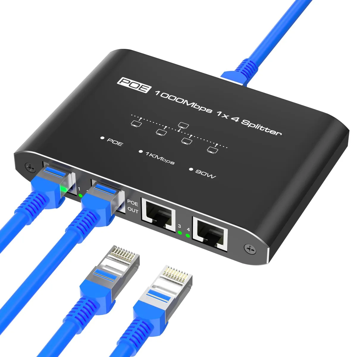 WRIARICH WRIARICH 1 in 4 Out 4 Port Gigabit PoE Splitter 30W per Port network switch — product photo