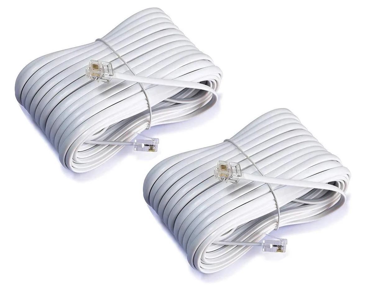 iMBAPrice iMBAPrice RJ11 Telephone Extension Cord 50 ft 2-Pack White — product photo