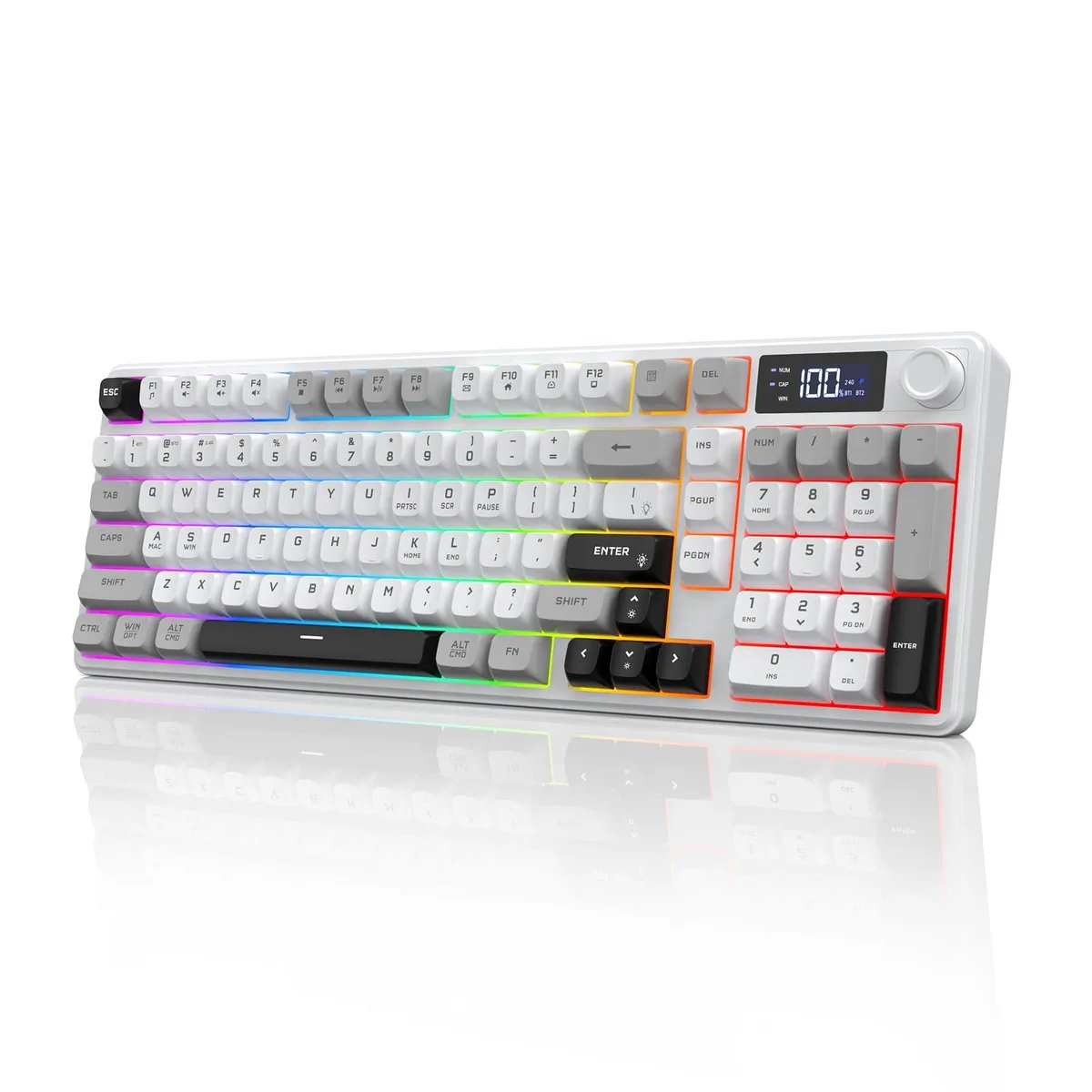 XTRIKE ME WK811-XTR-US 98-Key Gaming Keyboard Smart Display Knob Tri-Mode RGB 26-Key Rollover 4000mAh — product photo