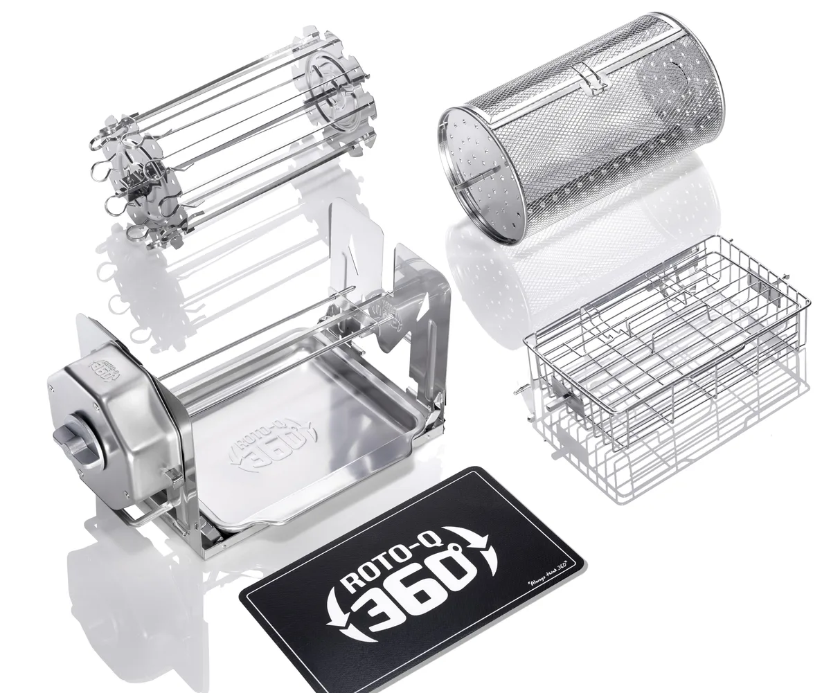 ROTO-Q 360 ROTO-Q 360 Family Bundle FA240805SS Stainless Steel Rotisserie with Basket Cage Skewers Mat — product photo