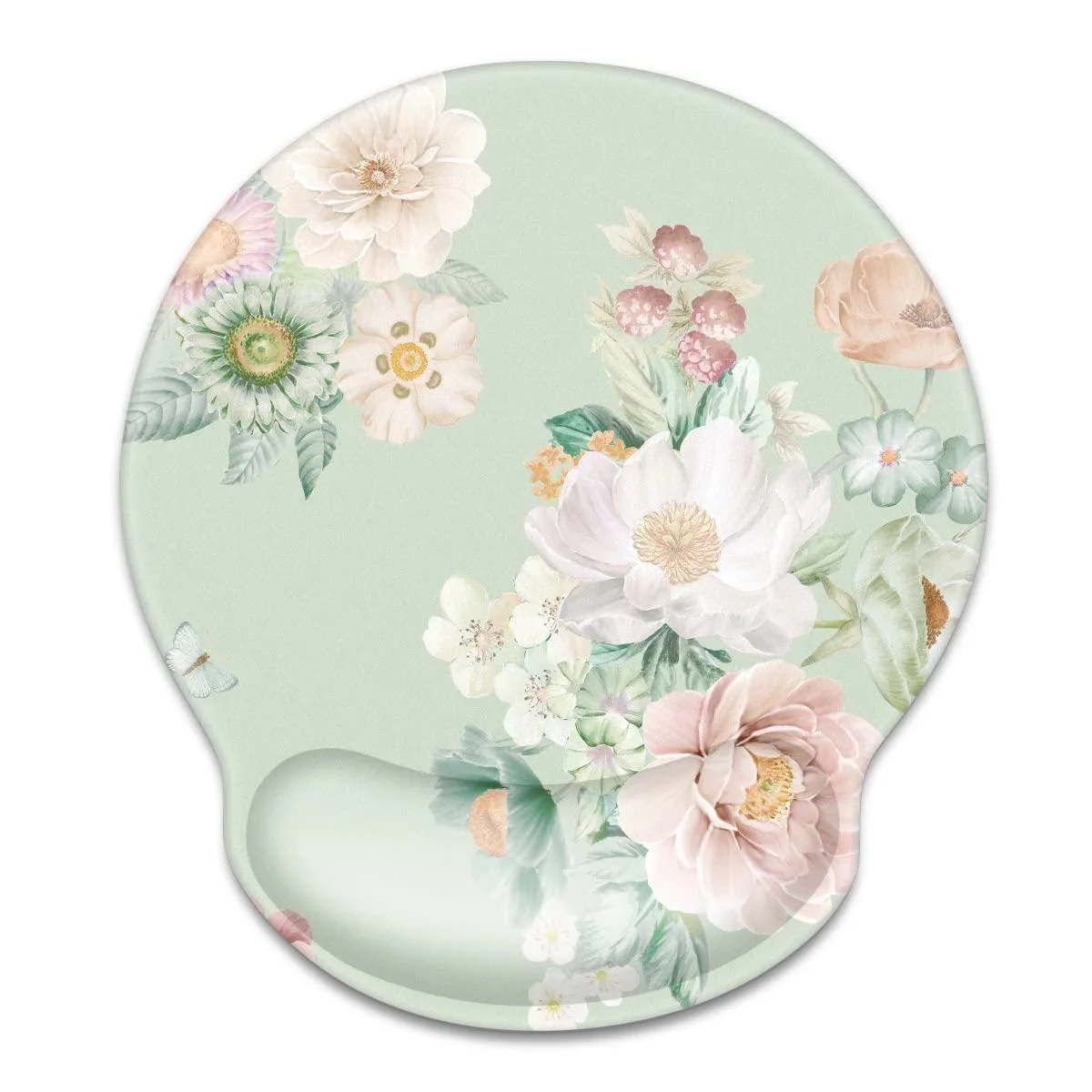  WAVEYU xlnyg-f033-47 Ergonomic Mouse Pad Green Flower02 10 x 9 x 0.8 in — product photo