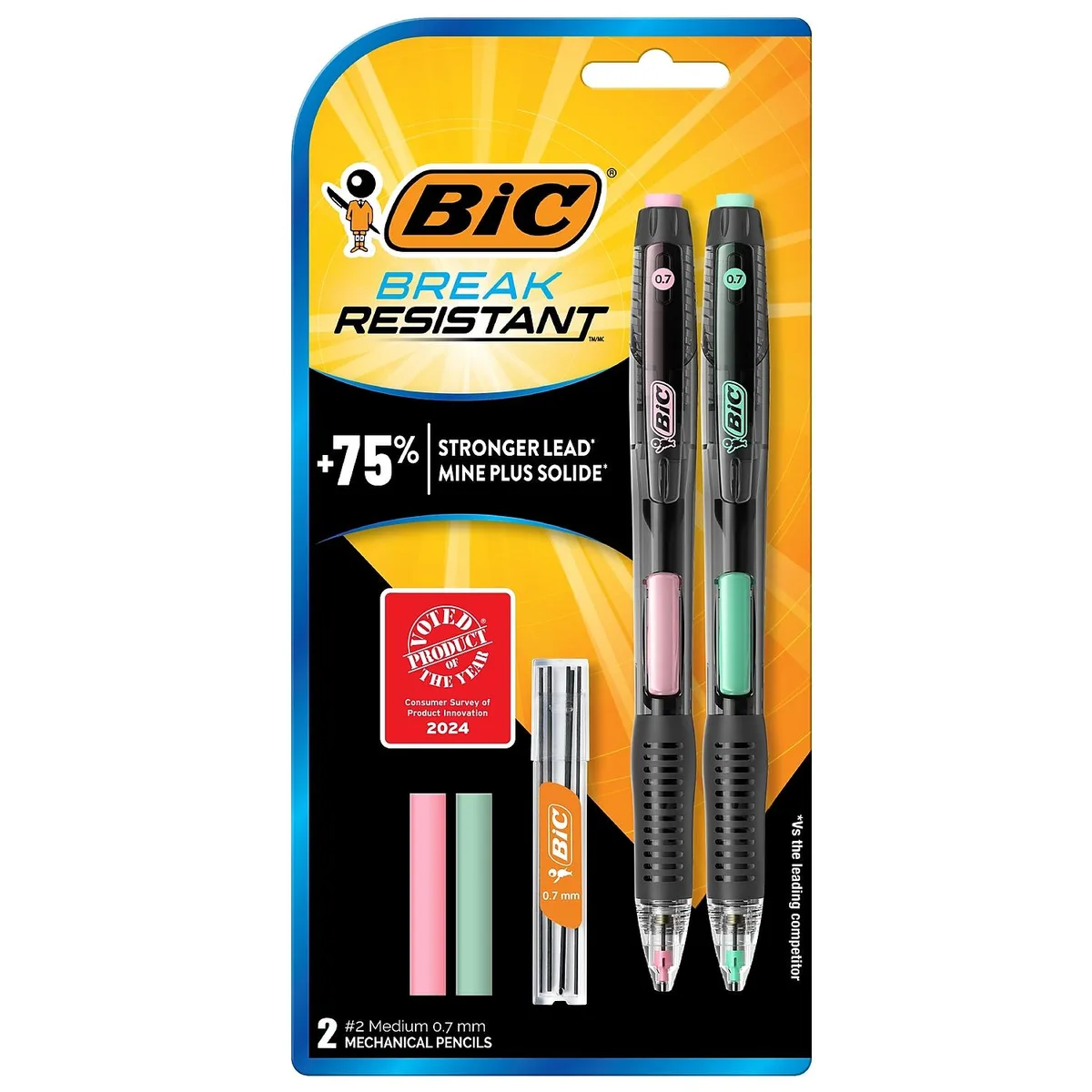 BIC BIC Break-Resistant Mechanical Pencils 0.7mm 2/Pack MV7PRP2-BLK — product photo