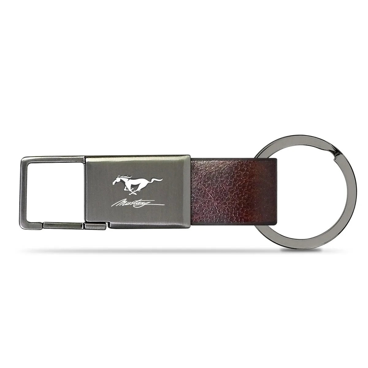 iPick Image, LLC iPick Image, LLC Ford Mustang Brown Leather Gunmetal Key Chain car electronics accessory — product photo
