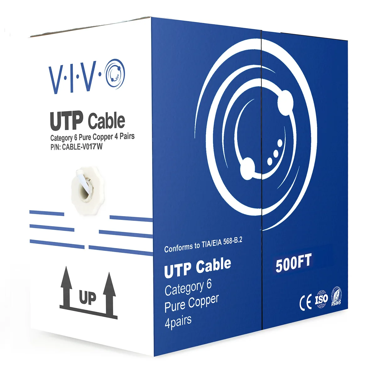 VIVO VIVO White 500ft Cat6 23AWG Solid Copper UTP Pull Box — product photo