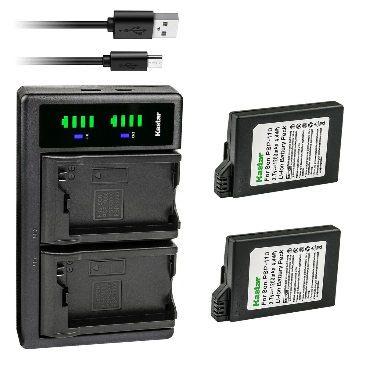 Kastar Kastar PSP-110S 2-pack battery and LTD2 USB charger — product photo