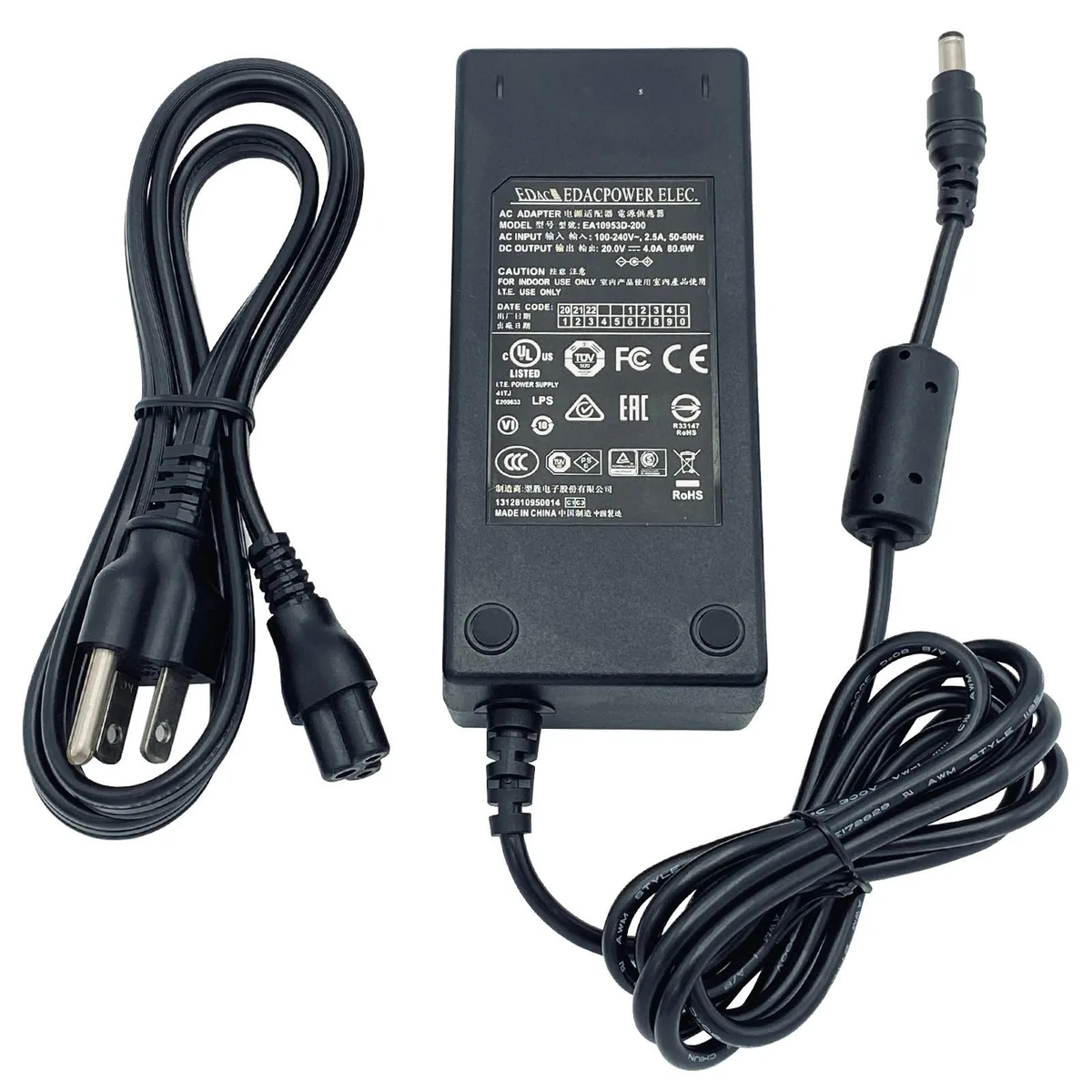 EDAC POWER EDAC POWER EA10953D-200 80W 20V 4A power adapter — product photo