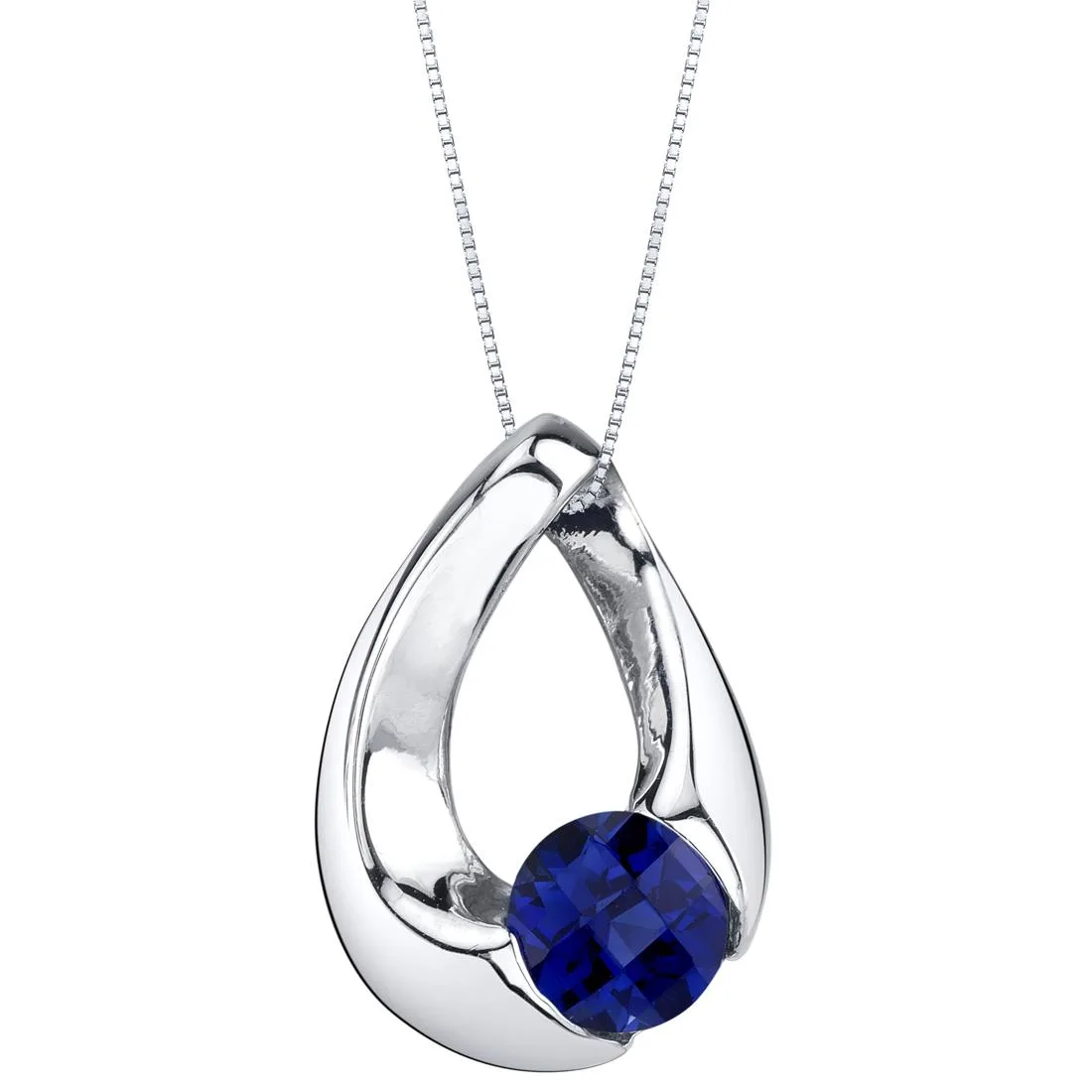 Oravo Oravo Created Sapphire Sterling Silver Slider Pendant Necklace 18" .925 — product photo