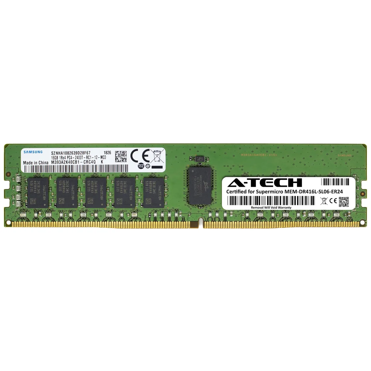 A-Tech A-Tech 16GB DDR4 2400MHz ECC Registered RDIMM 1Rx4 Supermicro Certified — product photo