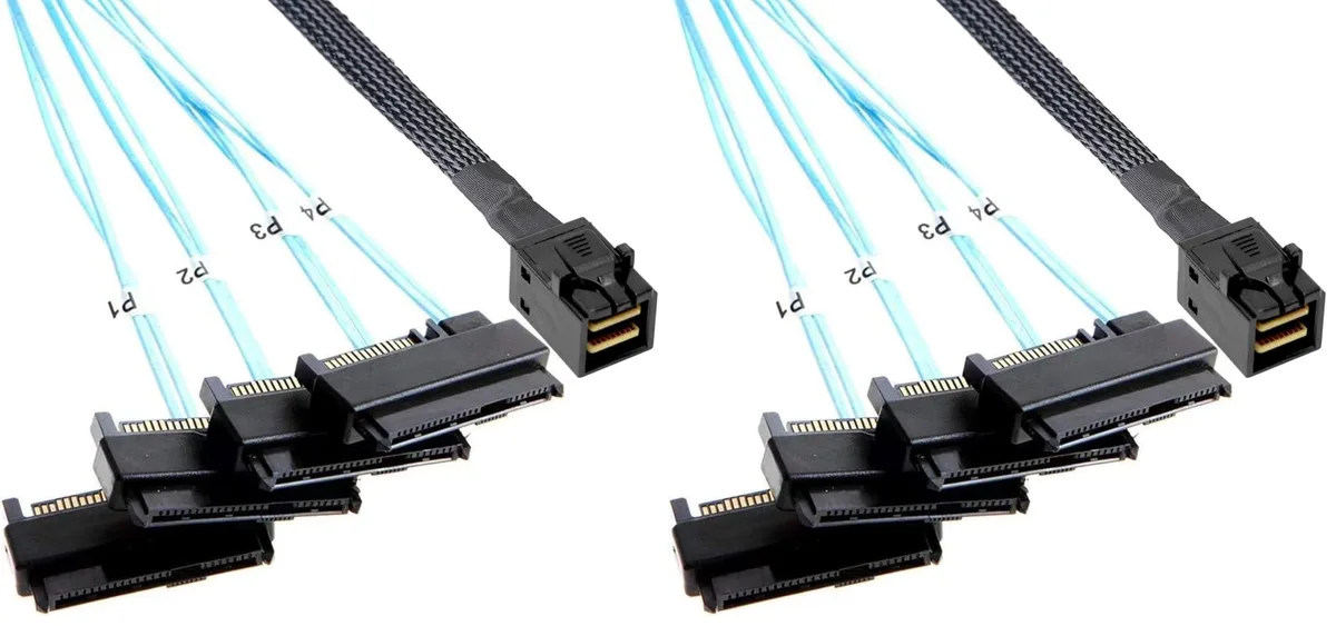 Vszerda Vszerda Mini-SAS HD SFF-8643 to 4× SFF-8482 SATA Power Cable 0.5 m Pack of 2 — product photo