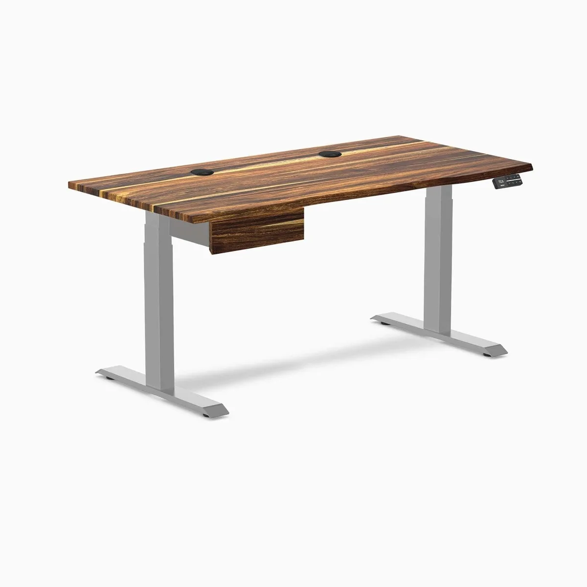 Desky Desky Dual Hardwood Standing Desk with Drawer Pheasantwood 60 x 30 in Grey 140 kg — product photo