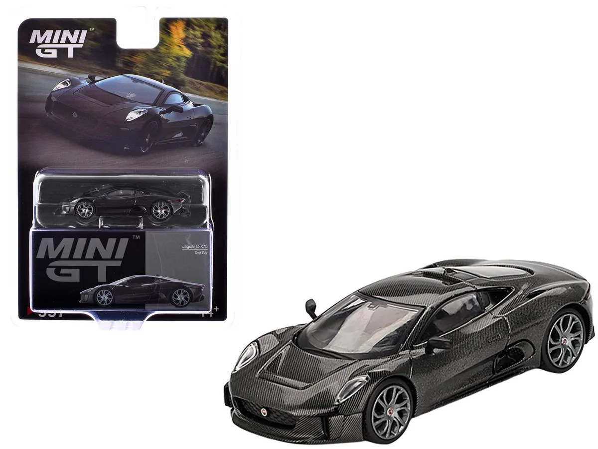 Mini GT Mini GT Jaguar C-X75 Test Car Black Carbon Limited Edition 1/64 hobby collectible — product photo