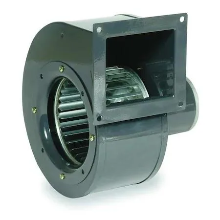Rectangular Dayton blower with forward-curved wheel, direct-drive motor, assembled unit