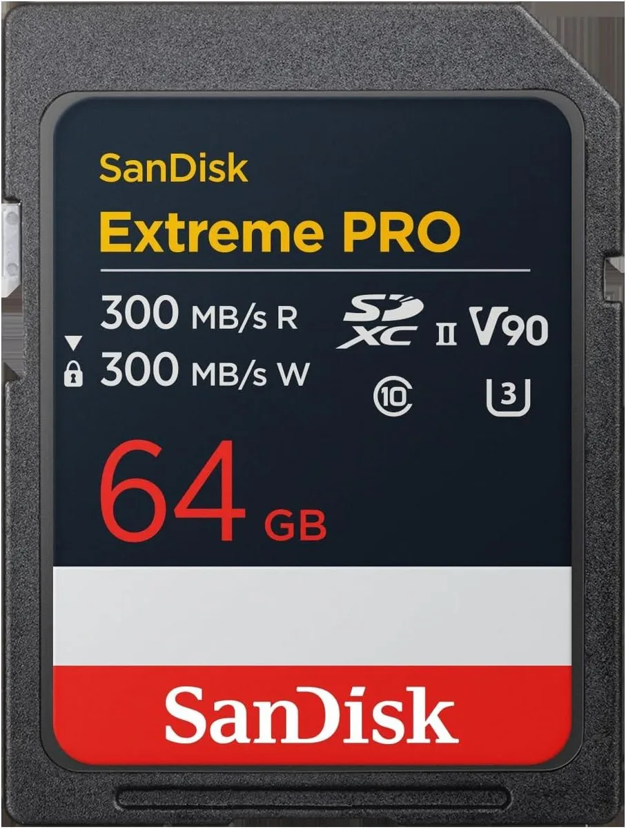 SanDisk SanDisk Extreme PRO 64GB SDXC UHS-II V90 memory card — product photo