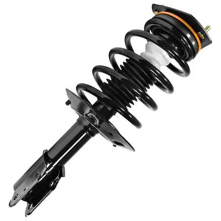 Unity 11130 front complete strut assembly, silver metal coil spring and damper unit with top mount