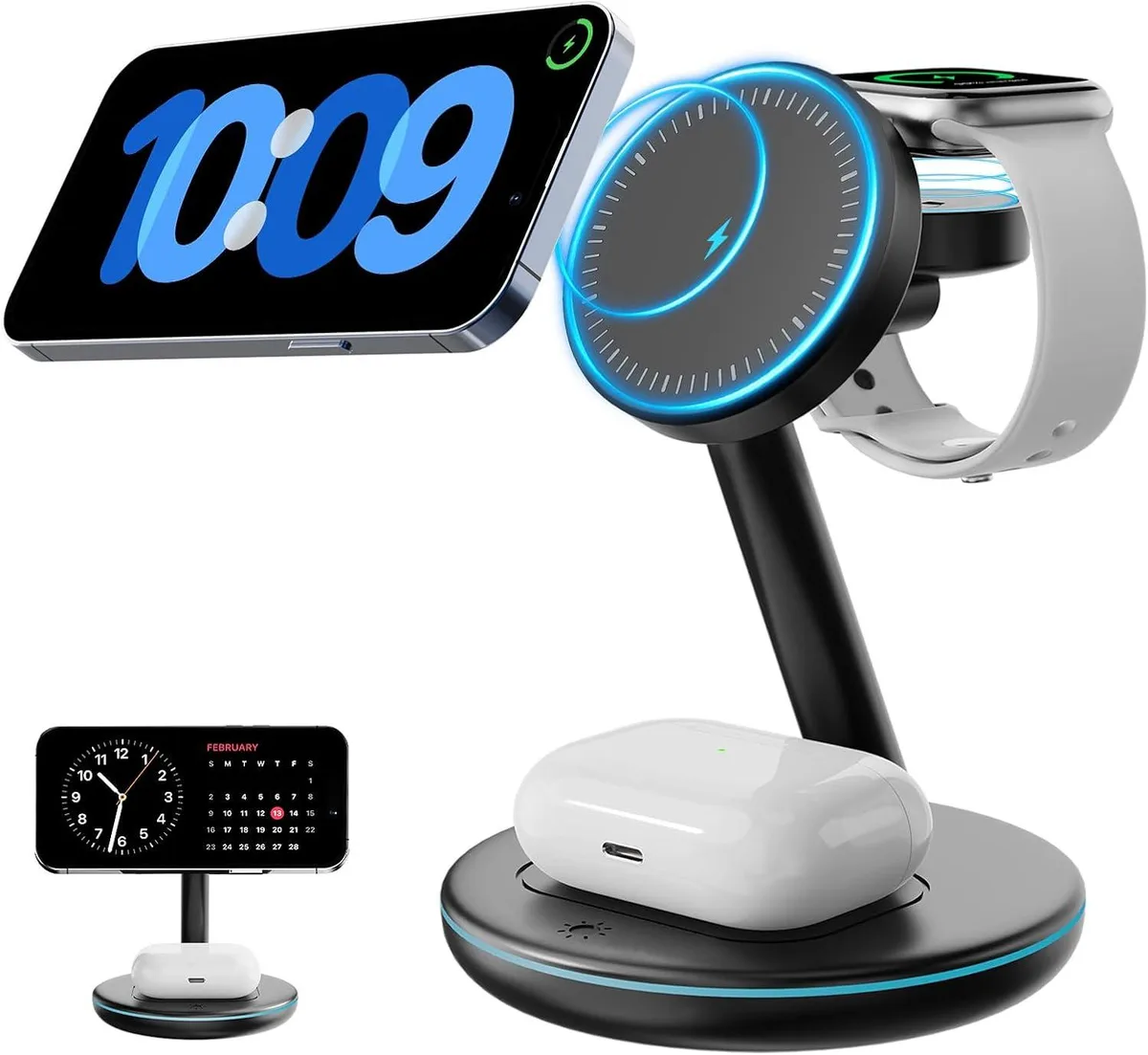 FLEANE FLEANE 3 in 1 Wireless Charging Station for iPhone 12 13 14 15 16 17 AirPods Apple Watch — product photo