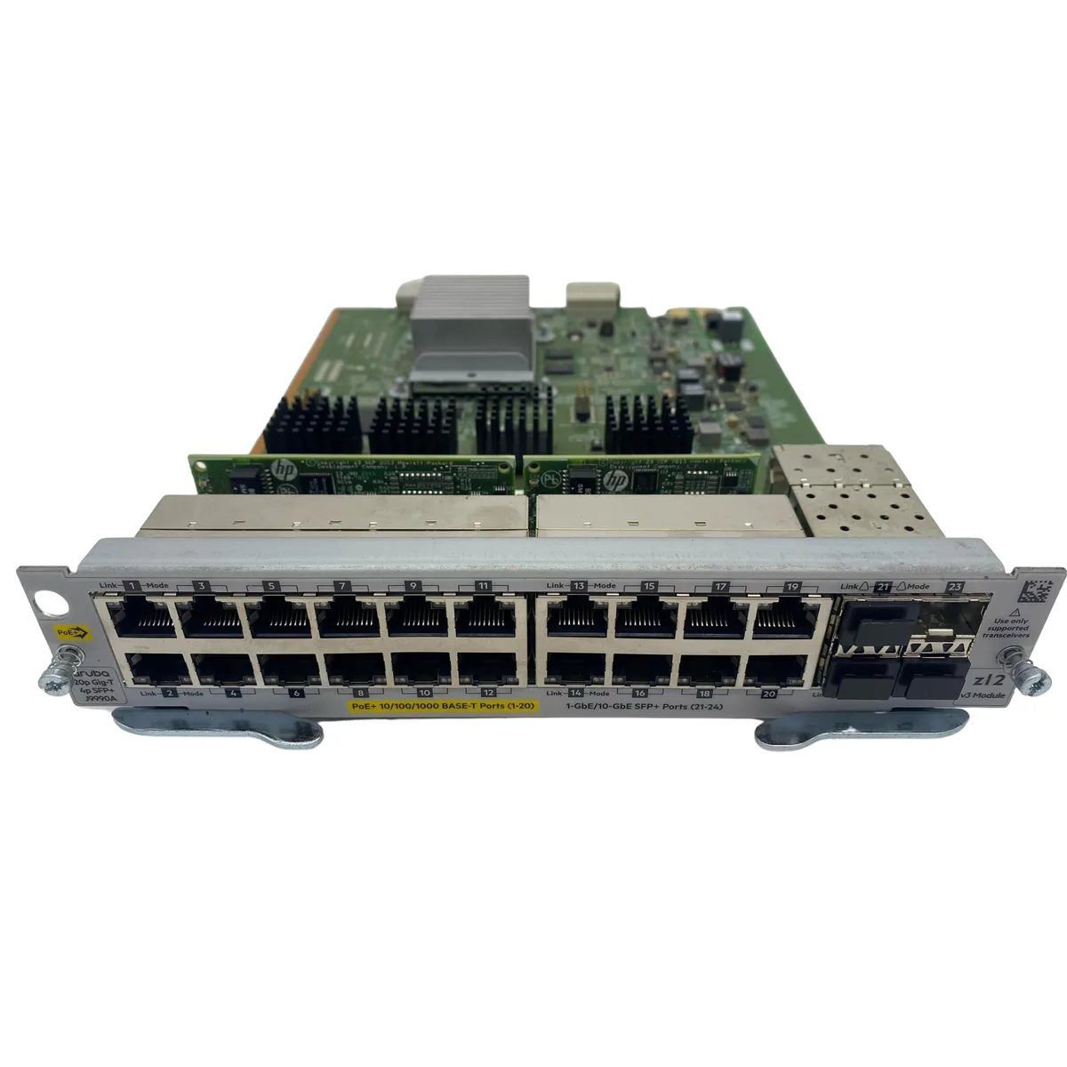 HP HP J9990A 20-port 10/100/1000BASE-T PoE+ 4-port 1G/10GbE SFP+ switch module — product photo