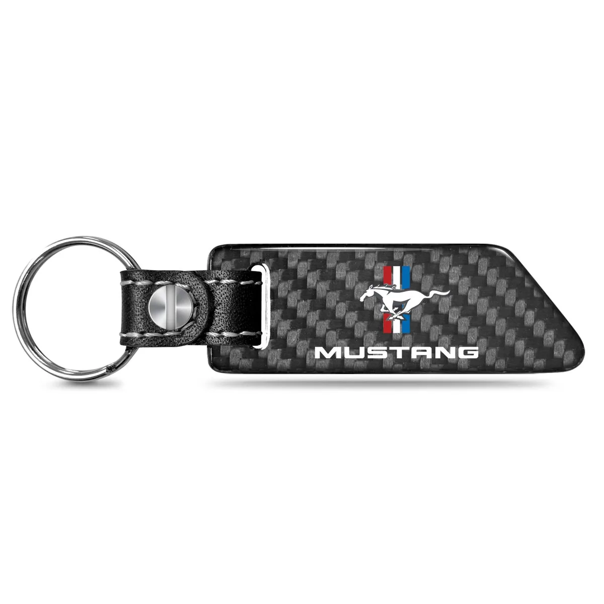 iPick Image, LLC iPick Image, LLC Ford Mustang Tri-Bar Blade Style Carbon Fiber Leather Key Chain — product photo