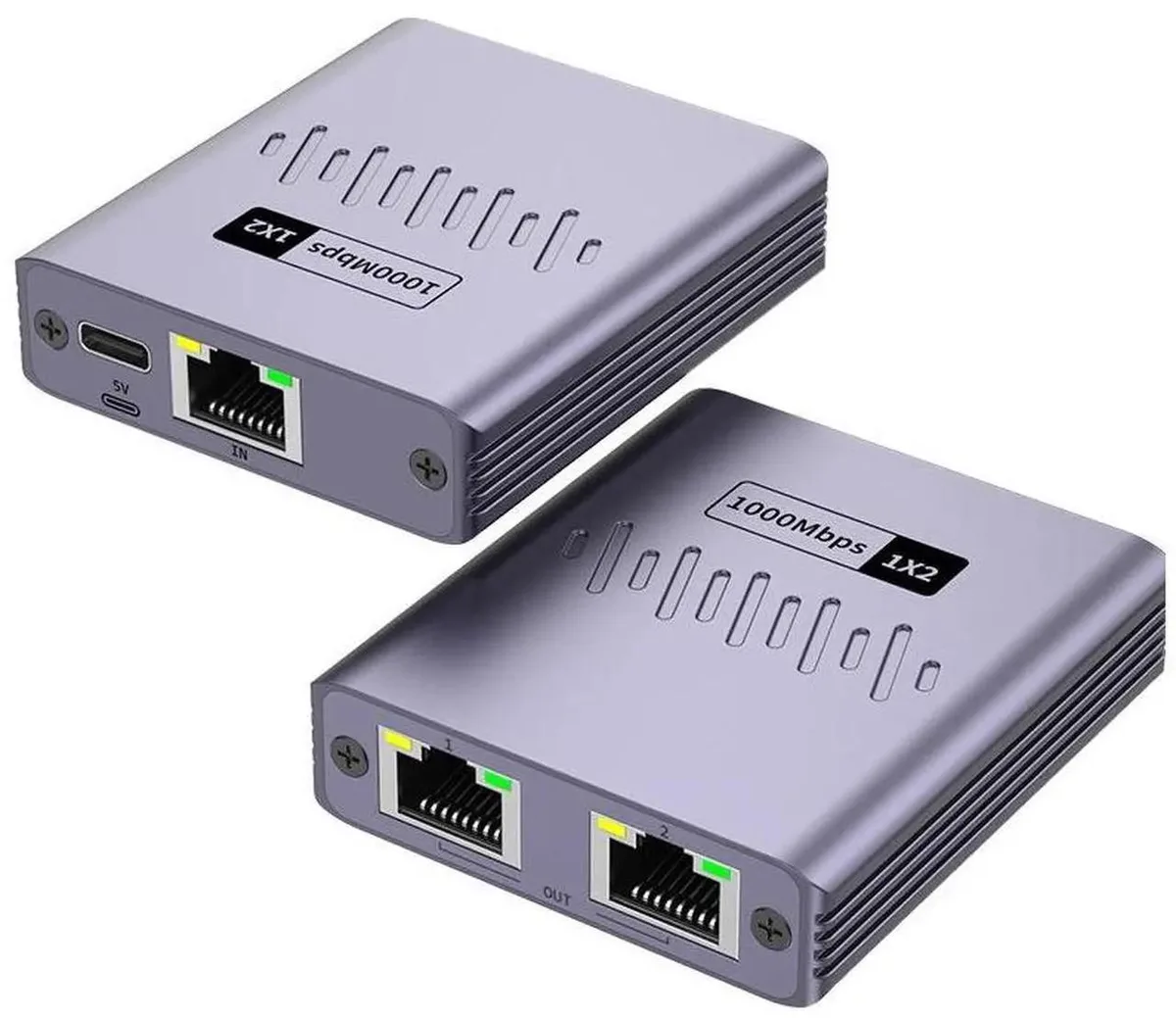 SMUGDESK SMUGDESK 1-to-2 RJ45 Gigabit Ethernet Splitter Adapter with USB Power — product photo