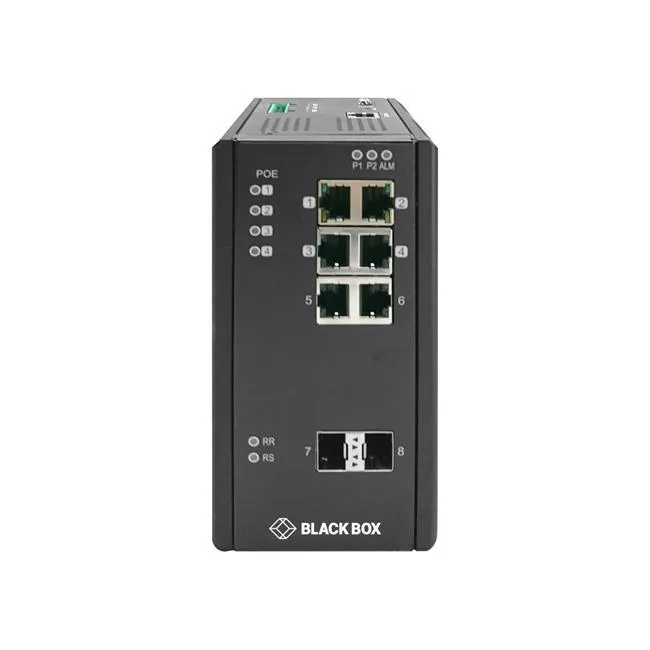 Black Box Corporation Black Box Corporation LIE1082A Industrial Gigabit Managed L2+ PoE+ Switch 6 RJ45 2 SFP — product photo