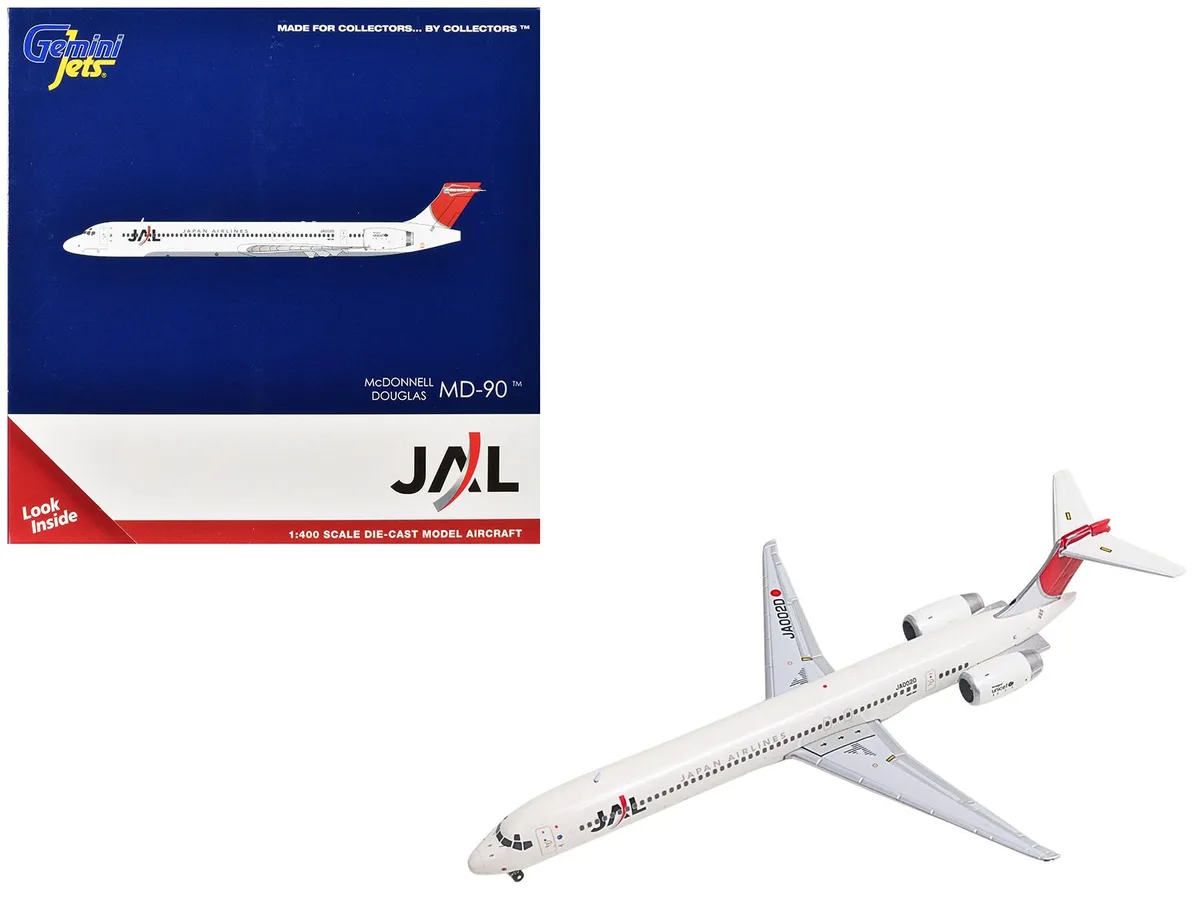 GeminiJets GeminiJets McDonnell Douglas MD-90 "Japan Airines" JA002D White Red Tail 1/400 Diecast — product photo