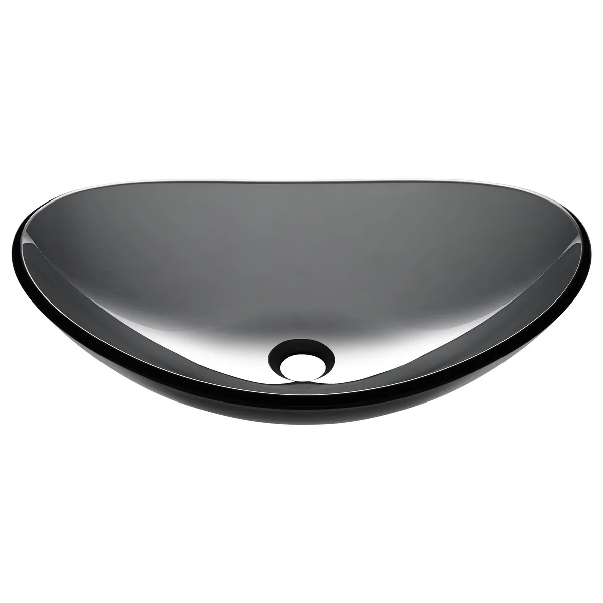 Yescom USA, Inc. Yescom USA, Inc. Aquaterior Oval Tempered Glass Vessel Sink 21 5/8" x 14 x 6 11/16 Dark Gray Down Lighting — product photo