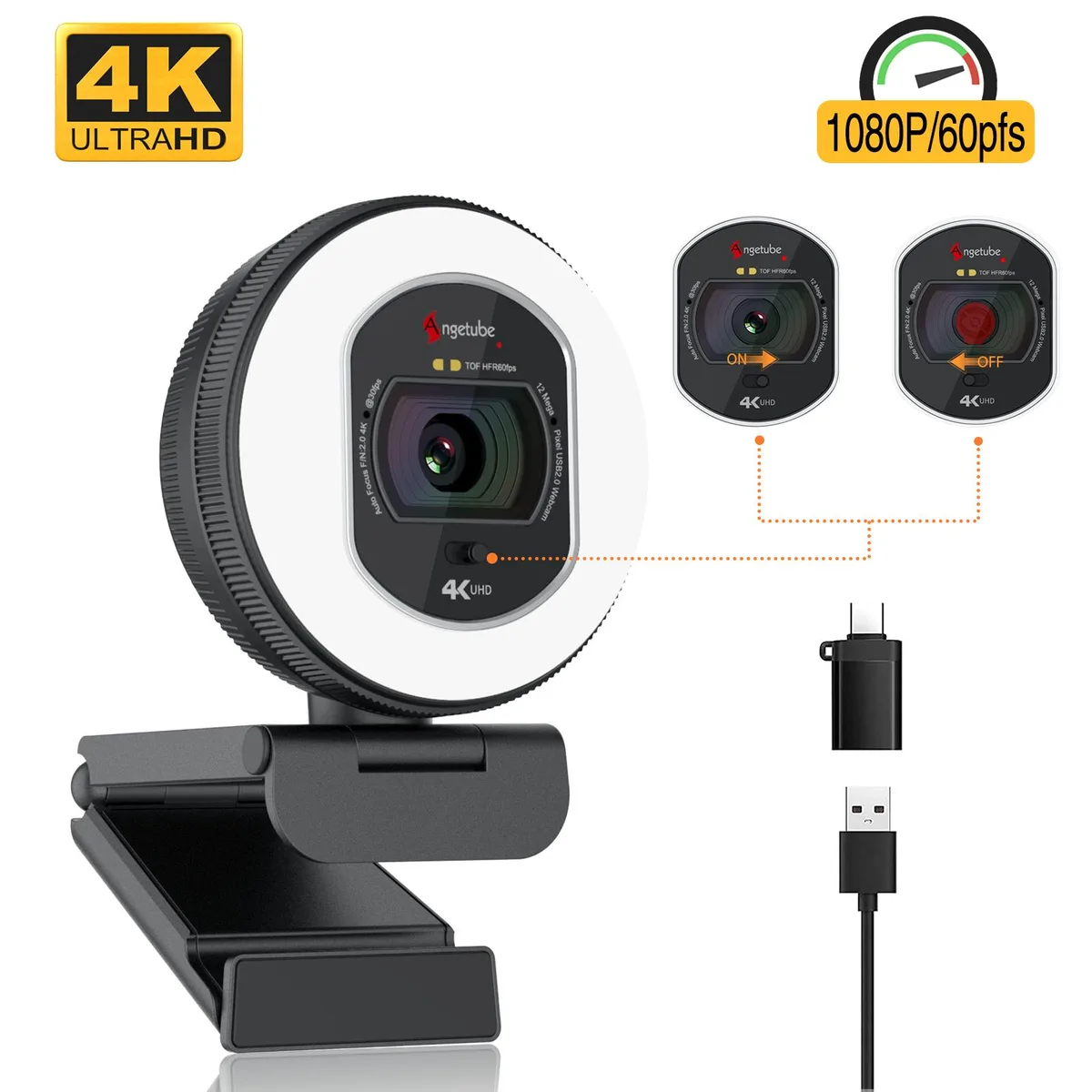Angetube Angetube 866Max 4K Webcam with Ring Light — product photo