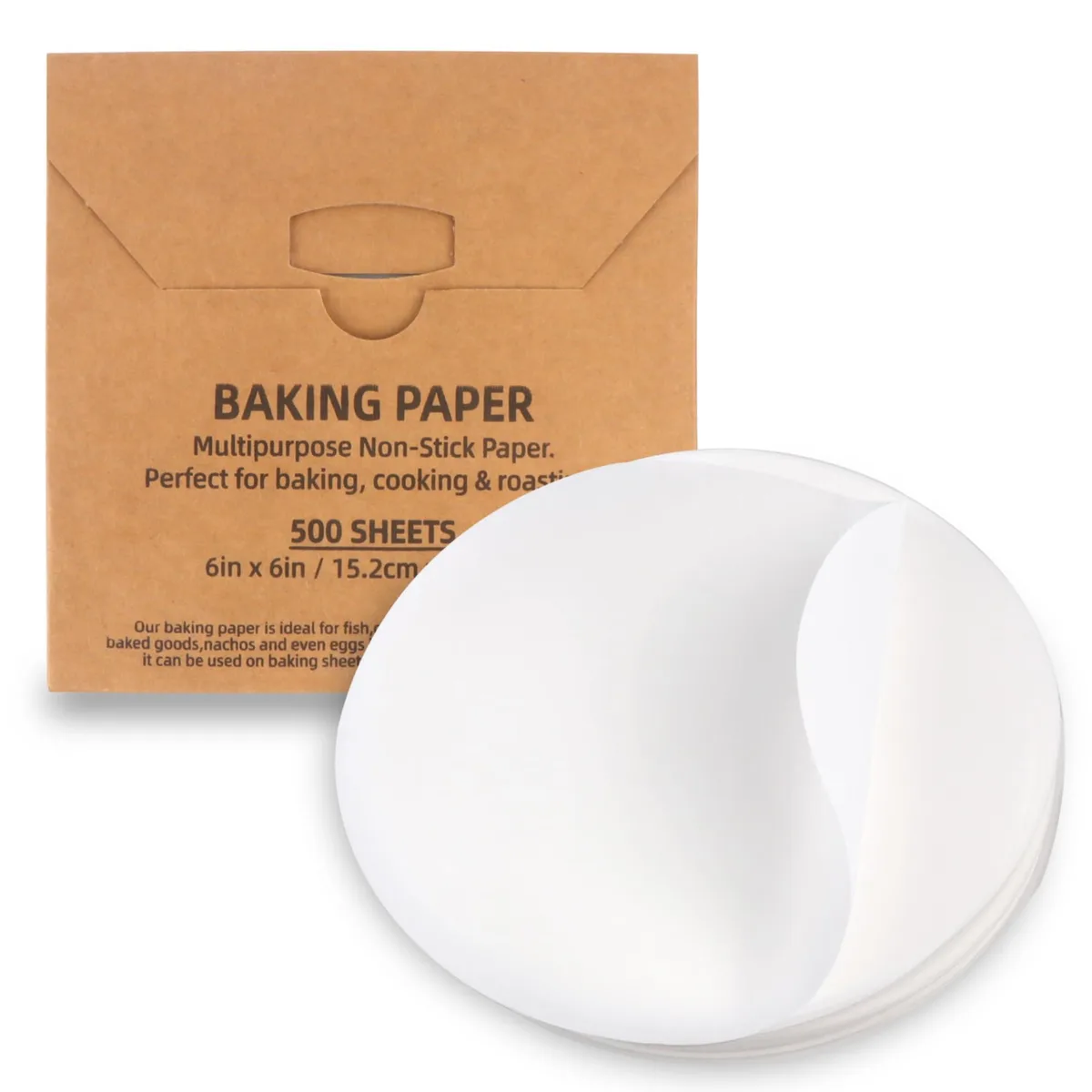 White round parchment paper sheets in a storage box