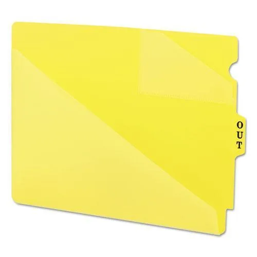 Smead Smead SMD61966 Yellow Poly Out Guides Two-Pocket 1/3-Cut 8.5 x 11 50/Box accessory — product photo