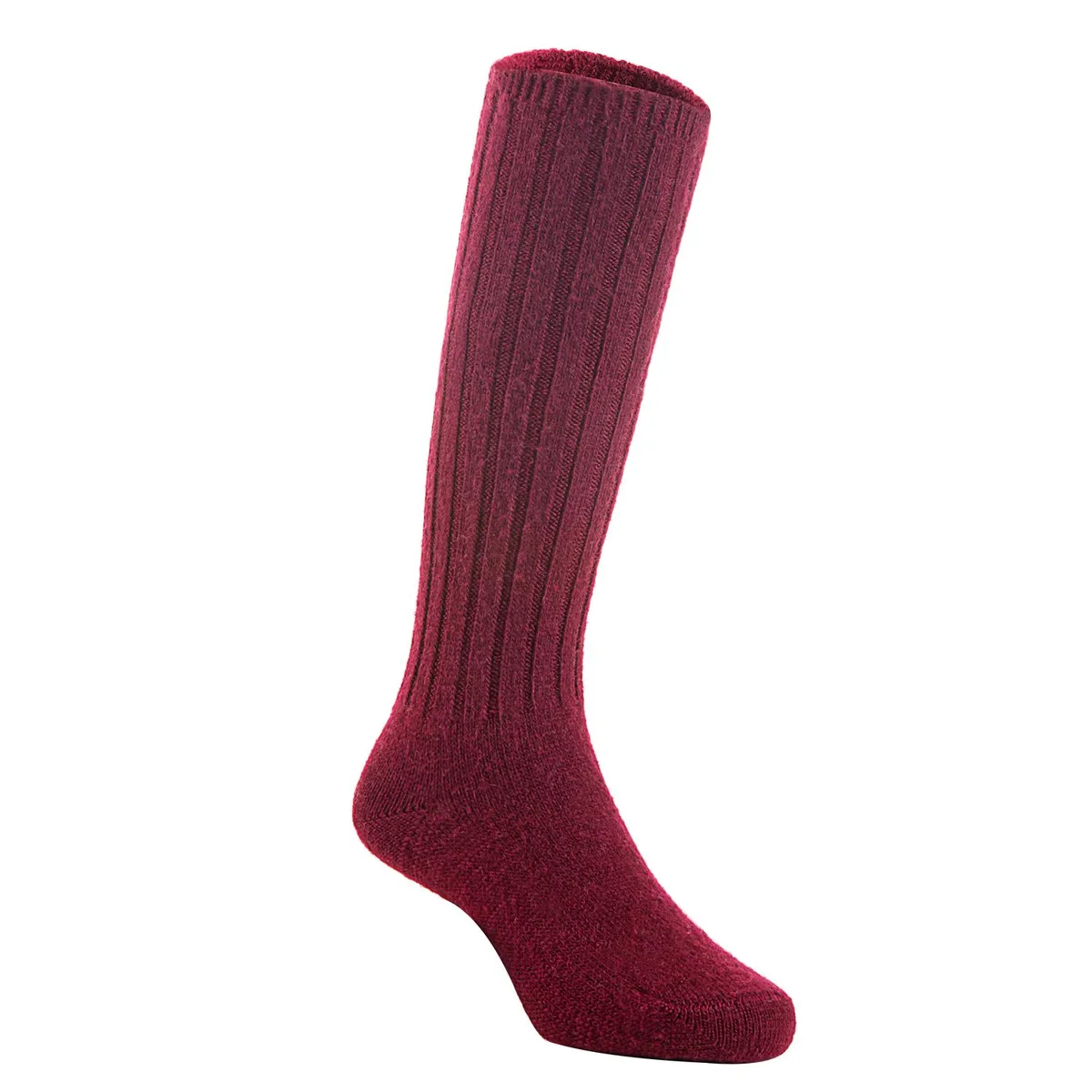 Wine-coloured knee-high wool socks for children size 2-4Y