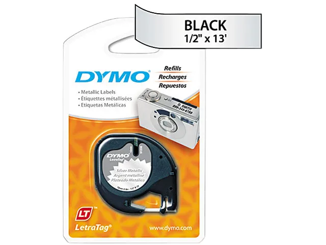 DYMO DYMO 91338 Metallic Label Tape .50" x 13 ft Silver pos accessory — product photo