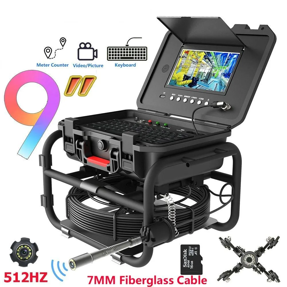 visiPower sewer inspection camera with 9 inch IPS screen, 20 metre fiberglass cable and 512Hz locator