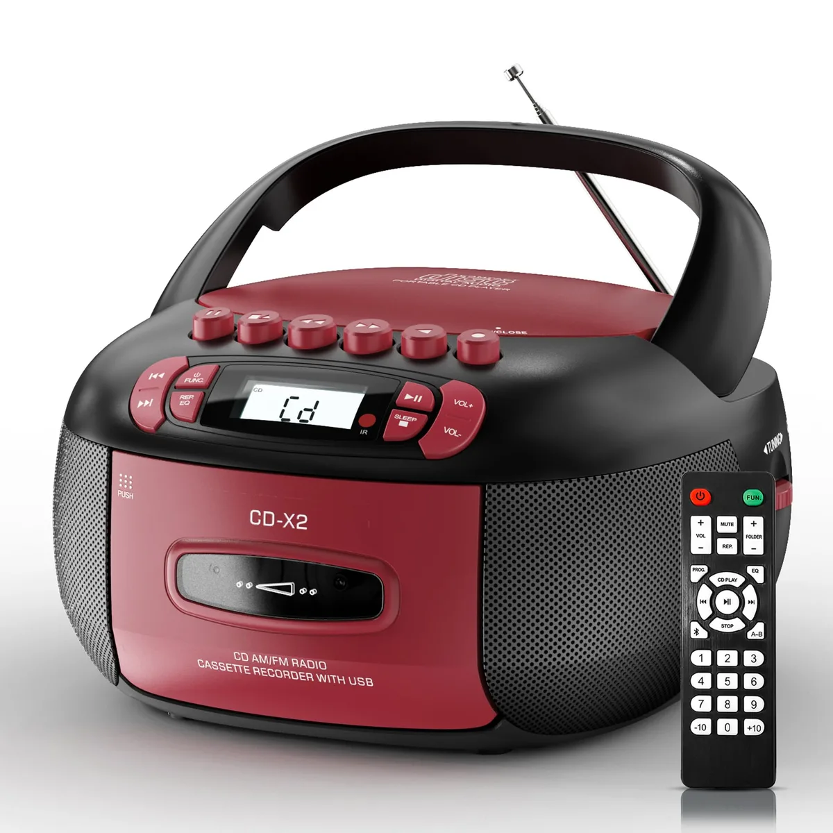  Kuephom CD-X2A Boombox Red 21.3 x 12.2 x 21.7 cm 1.57 kg — product photo