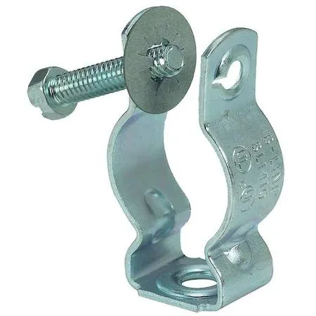 Small zinc-plated steel conduit coupling with screw mounting holes