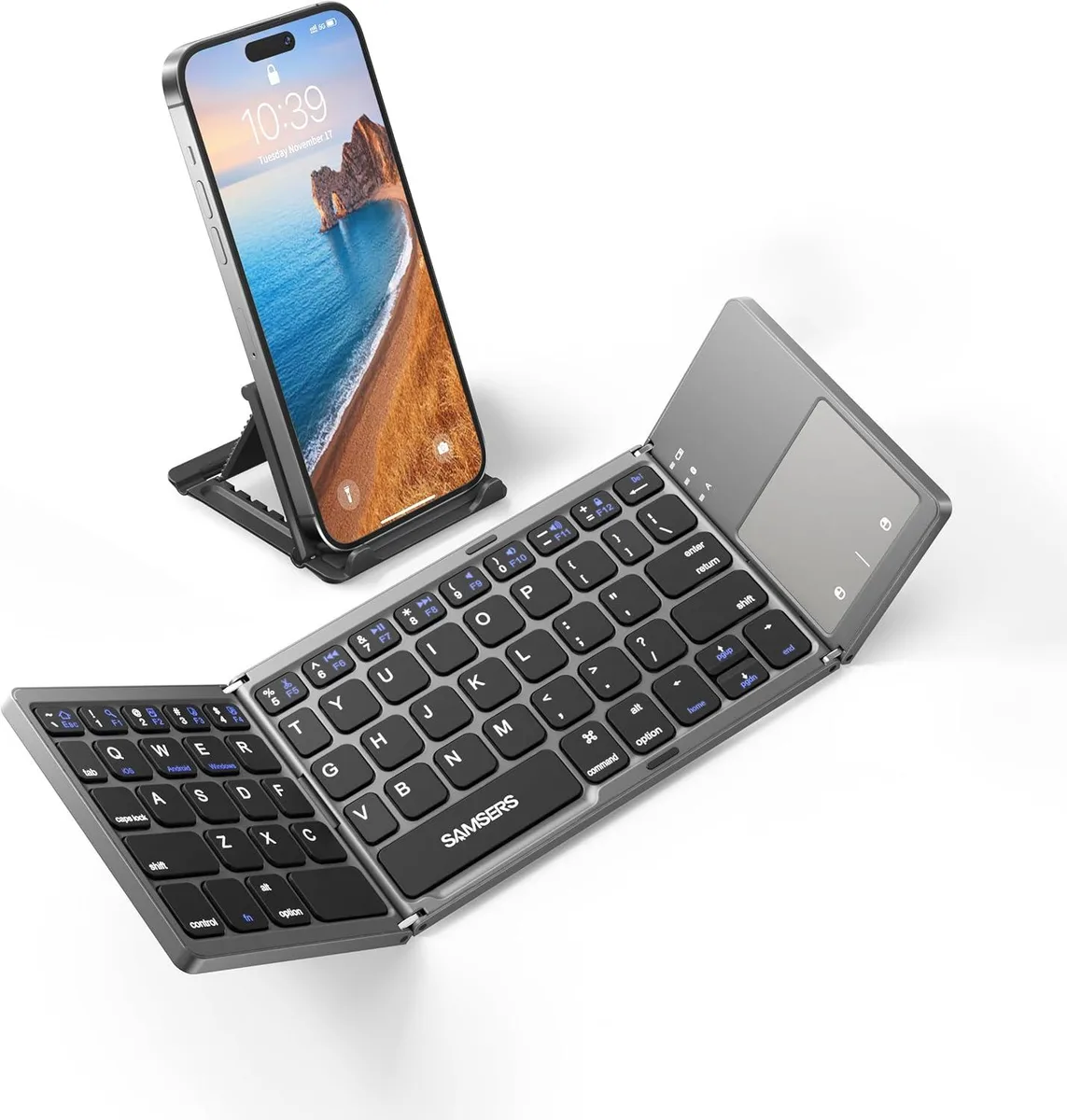 usbroway usbroway Foldable Bluetooth Keyboard with Touchpad and Stand Dark Gray — product photo