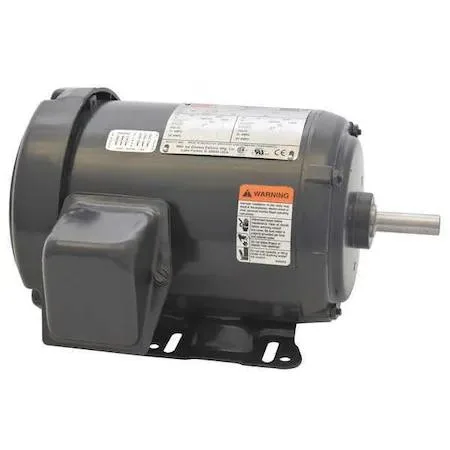 Grey industrial three-phase motor, steel frame, cooling fan visible