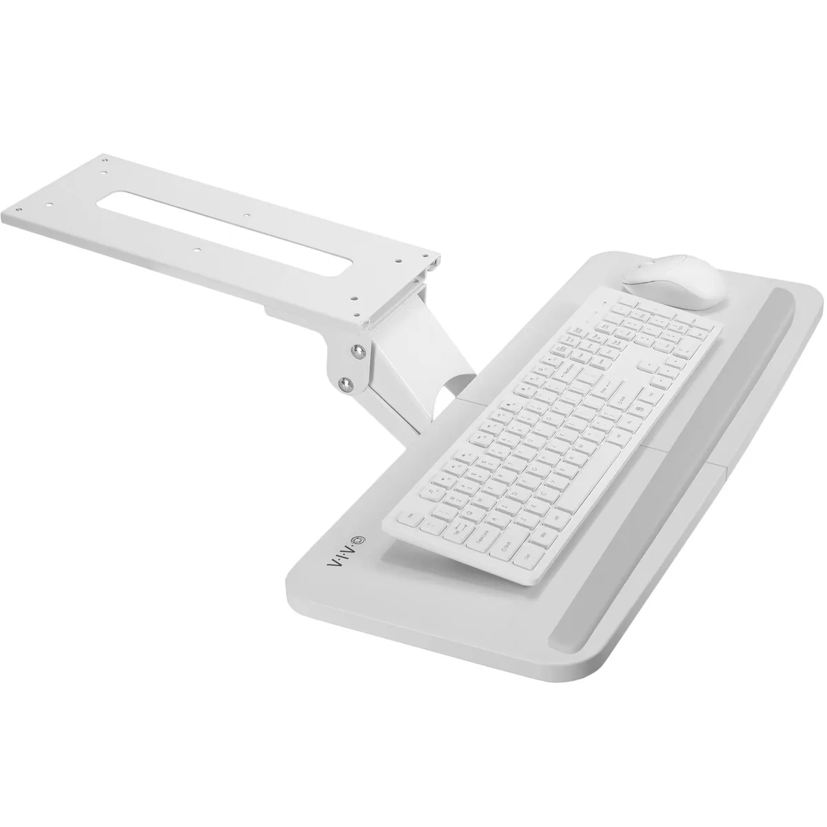 VIVO VIVO White Keyboard Mouse Tray Under Desk Mount 25in 14.25in Track — product photo