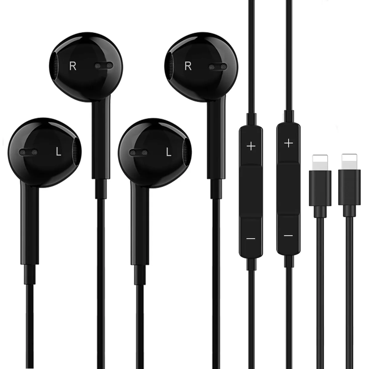 No Sew No Sew 2PEBK wired earbuds 2 pack 3.5mm black — product photo