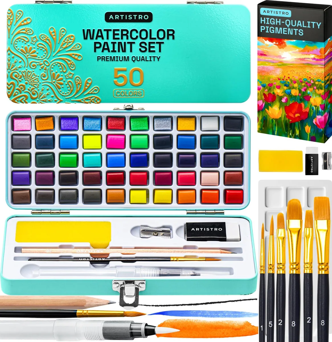 ARTISTRO 432 WCBR Watercolor Paint Set 50 Colors 0.34 kg — product photo