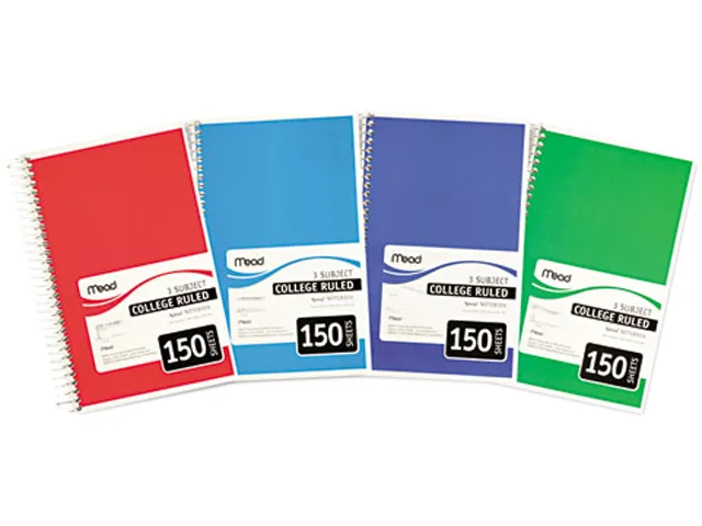 White spiral-bound three-subject composition notebook 150 sheets